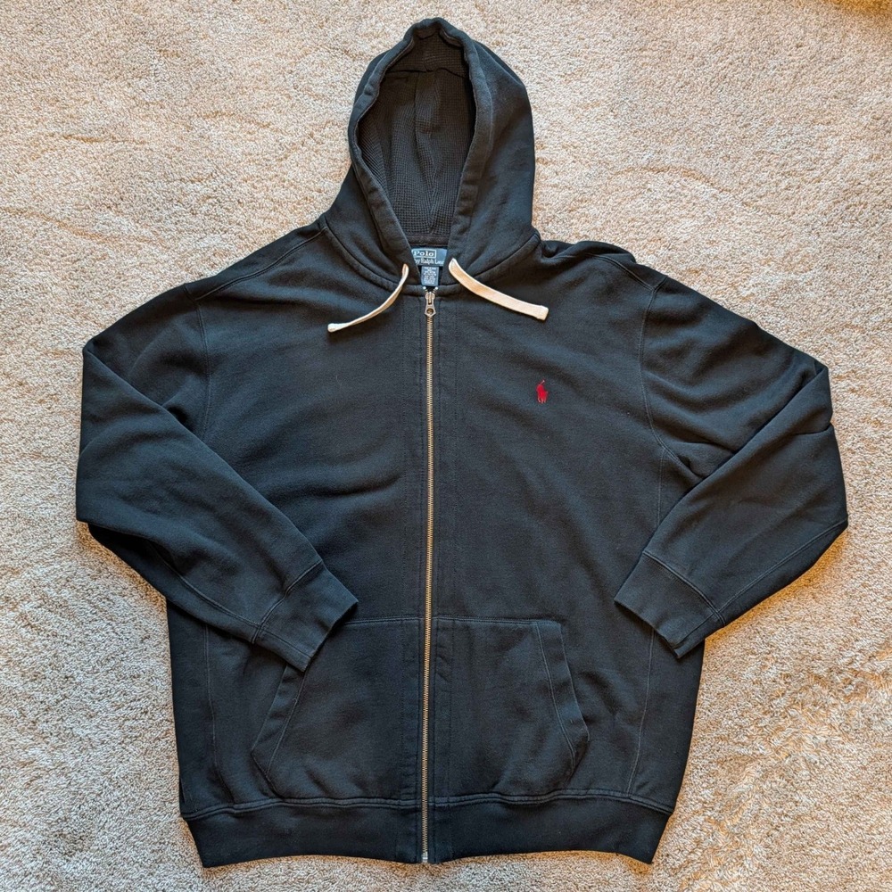 Polo Ralph Lauren Full Zip Black Fleece Hoodie Mens 3XLT